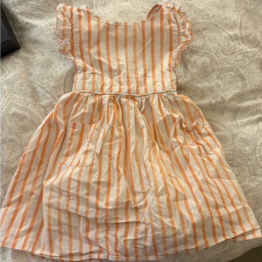 Adorable Striped Kids' Dress in Orange and White